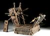 17th C. Nepalese Wood Spinning Wheel + 3 Tools