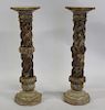 An Antique Pair of Twist Column Two Tone Marble