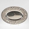 Continental silver repousse oval tray