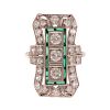 An Art Deco Diamond & Emerald Filigree Ring