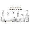 Six Crystal Decanters and 12 Liquor Tags