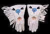 Montana Crow Floral Beaded Gauntlet Gloves 1950's