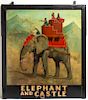 Elephant and Castle Vintage Painted Wood Pub Sign