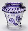 Val St. Lambert Cameo Violets Motif Art Glass Vase
