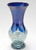 Durand Cobalt Blue Pulled Feather Art Glass Vase