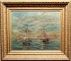 Impressionist Manner Seascape w Sailboats Oil
