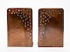 Israeli Copper Bookends w Silver Accents, Pair