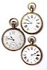 Large "Turnip" Antique Pocket Watches, Group of 3