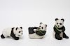 Boehm Porcelain Panda Bear Figurines, Three
