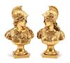 A Pair of French Gilt Bronze Busts Height 14 inches.