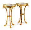 A Pair of Regence Style Gilt Bronze and Marble Tables Height 31 x diameter of top 18 1/2 inches.