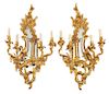 A Pair of French Gilt Bronze Four-Light Girandole Mirrors Height 37 1/2 x width 23 inches.