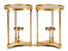 A Pair of Louis XVI Style Gilt Bronze Gueridons Height 27 x diameter of top 20 1/2 inches.