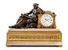 A Large Louis XVI Style Gilt, Patinated Bronze and Marble Clock Width 26 3/4 inches.
