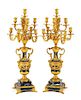 A Pair of French Gilt Bronze and Marble Nine-Light Candelabra Height 34 1/2 inches.