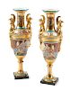 A Pair of Empire Style Porcelain Vases Height 25 inches.