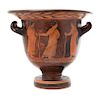* A Lucanian Red Figured Bell Krater Height 9 1/2 x diameter 11 inches.