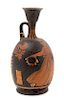 * An Apulian Red Figured Squat Lekythos Height 6 5/8 inches.