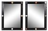 A Pair of Italian Neoclassical Marble Inlaid Ebonized Mirrors Height 48 x width 32 inches.