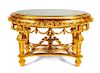 An Italian Louis XVI Style Giltwood Salon Table Height 32 x diameter of top 57 inches.