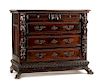 An Italian Renaissance Style Carved Chest of Drawers Height 46 x width 53 1/2 x depth 25 3/8 inches.