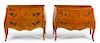 A Pair of Italian Parquetry Commodes Height 29 3/8 x width 39 1/4 x depth 17 1/2 inches.