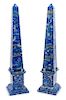 A Pair of Lapis Lazuli Obelisks Height 27 1/2 inches.