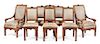 A Set of Eight Continental Carved Dining Chairs Height 42 inches.