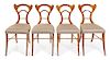 A Set of Four Biedermeier Marquetry Chairs Height 35 inches.