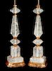 A Pair of Rock Crystal Table Lamps Height overall 36 inches.