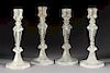 A Set of Four Rock Crystal Candlesticks Height 9 inches.