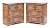 A Pair of Moorish Style Marquetry Chests of Drawers Height 33 1/2 x width 33 x depth 16 1/2 inches.