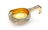 * A Large Russian Silver-Gilt and Enamel Presentation Kovsh, Mark of Ivan Saltykov, Moscow, 1896, the handle with an applied cre