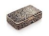 * A Russian Niello Silver Snuff Box, Mark of N. Motokhov, Moscow, 1853, the case worked to show floral and foliate scroll decora