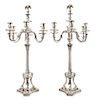 * A Pair of German Silver Seven-Light Candelabra, Josef Krischer Nachfolger, Dusseldorf, Early 20th Century, the fluted columnar