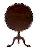 A George III Style Mahogany Tilt-Top Tea Table Height 27 1/2 x diameter of top 27 5/8 inches.