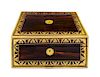 * A Regency Brass Mounted Calamander Cased Toiletry Set Height 5 1/2 x width 12 3/4 x depth 9 1/4 inches.