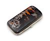 * A Victorian Silver Inlaid Tortoise Shell Spectacles Case Width 5 5/8 inches.