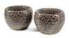 A Pair of Celtic Style Carved Stone Jardinieres Diameter 19 inches.