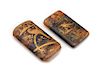 * Two Japanese Lacquered Tortoise Shell Cases Width of larger 5 3/8 inches.