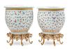 A Pair of Chinese Export Porcelain Planters Height overall 23 1/2 inches.