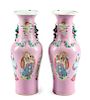 A Pair of Chinese Porcelain Vases Height 25 1/4 inches.