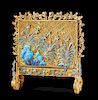 A Chinese Silver Filigree and Enameled Table Screen Height 9 x width 8 1/2 x depth 3 inches.