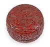 A Large Chinese Cinnabar Lacquer Box Height 8 x diameter 10 inches.