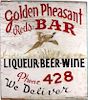 Golden Pheasant Red's Bar Original Hand Paint Sign