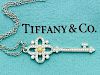 Tiffany & Co Platinum 18k Floret Key Pendand Necklace