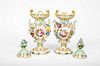 Pair of Chamberlains Worcester Flower-Encrusted Porcelain Two-Handled Vases and Covers