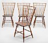 Set of Six American Elm Birdcage Windsor Side Chairs
