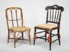 American Black Painted Miniature Spindle-Back Child's Chair and a Bent Bamboo Child's Chair
