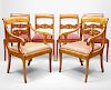 Set of Six Scandinavian Neoclassical Birch Armchairs and Four Matching Side Chairs